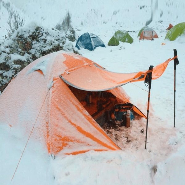 Orange Tent in Snow