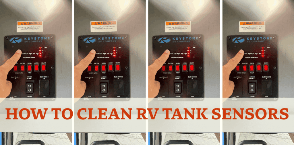 Finger pushing on RV Trailer Sensors for a Keystone Trailer - How to Clean RV Tank Sensors
