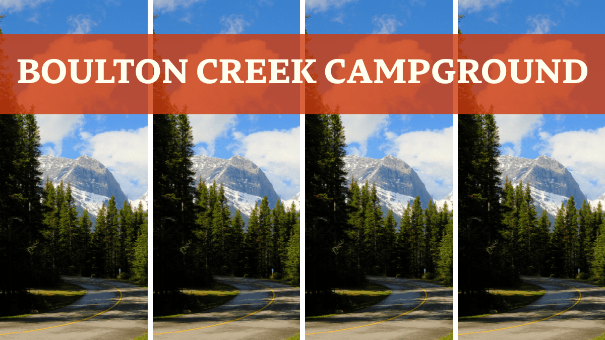 Boulton Creek Campground featured image showing scenic mountain views and forest-lined campground road in Kananaskis, Alberta.